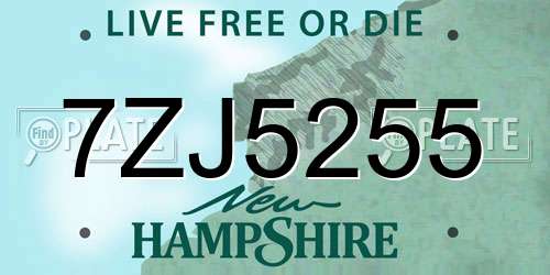 7ZJ5255 New Hampshire License Plate