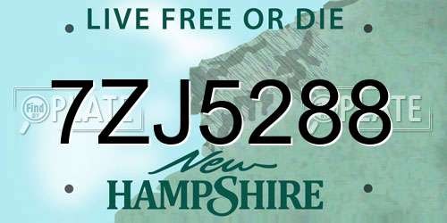 7ZJ5288 New Hampshire License Plate