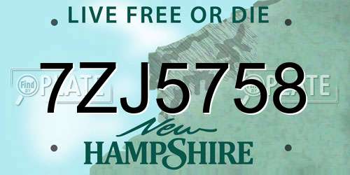 7ZJ5758 New Hampshire License Plate
