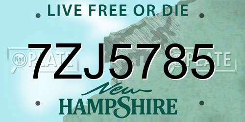 7ZJ5785 New Hampshire License Plate