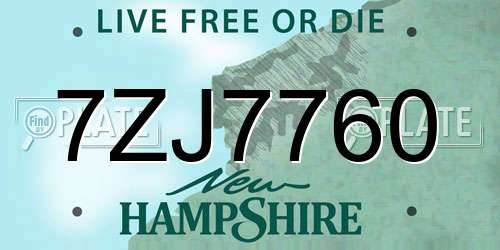 7ZJ7760 New Hampshire License Plate