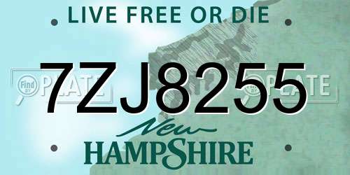 7ZJ8255 New Hampshire License Plate
