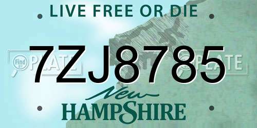 7ZJ8785 New Hampshire License Plate