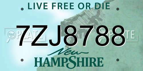 7ZJ8788 New Hampshire License Plate