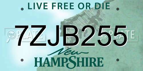 7ZJB255 New Hampshire License Plate