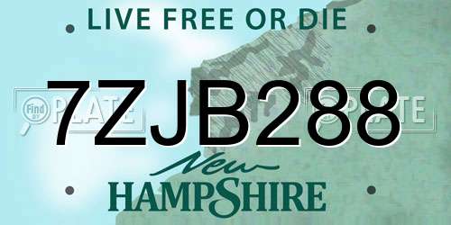 7ZJB288 New Hampshire License Plate