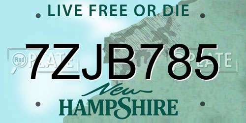 7ZJB785 New Hampshire License Plate