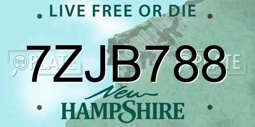 7ZJB788 New Hampshire License Plate