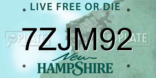 7ZJM92 New Hampshire License Plate