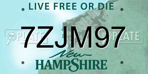 7ZJM97 New Hampshire License Plate
