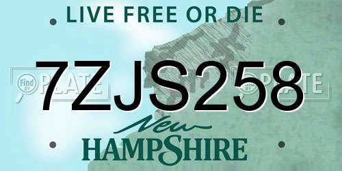 7ZJS258 New Hampshire License Plate