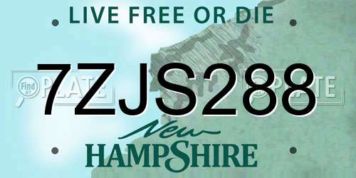7ZJS288 New Hampshire License Plate