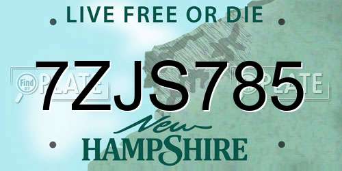 7ZJS785 New Hampshire License Plate