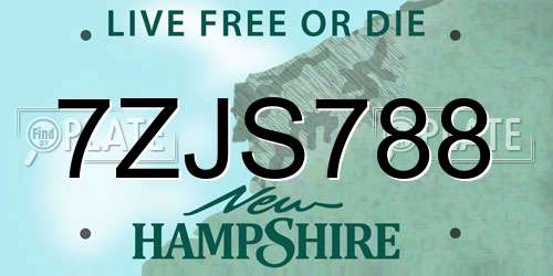 7ZJS788 New Hampshire License Plate
