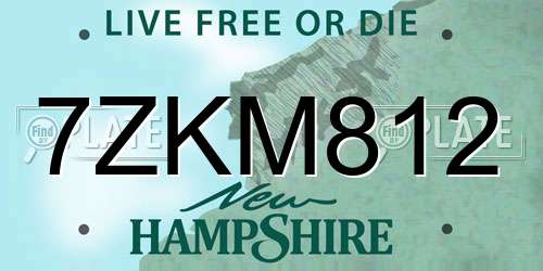 7ZKM812 New Hampshire License Plate
