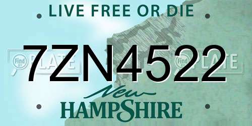 7ZN4522 New Hampshire License Plate