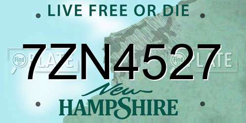 7ZN4527 New Hampshire License Plate