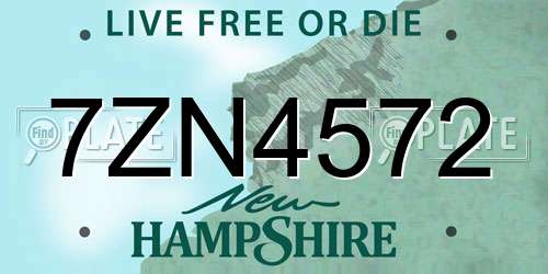 7ZN4572 New Hampshire License Plate