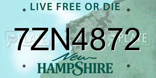 7ZN4872 New Hampshire License Plate