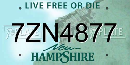 7ZN4877 New Hampshire License Plate