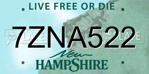 7ZNA522 New Hampshire License Plate