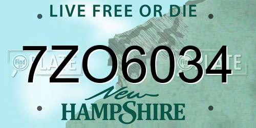 7ZO6034 New Hampshire License Plate