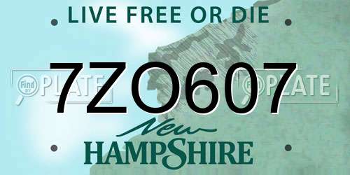 7ZO607 New Hampshire License Plate