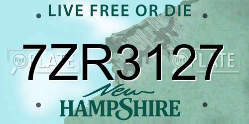 7ZR3127 New Hampshire License Plate
