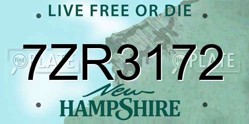 7ZR3172 New Hampshire License Plate