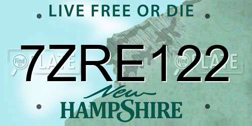 7ZRE122 New Hampshire License Plate