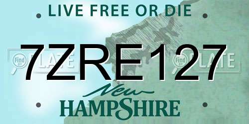 7ZRE127 New Hampshire License Plate