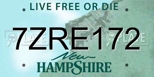 7ZRE172 New Hampshire License Plate