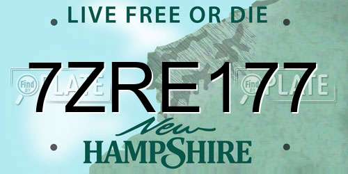 7ZRE177 New Hampshire License Plate