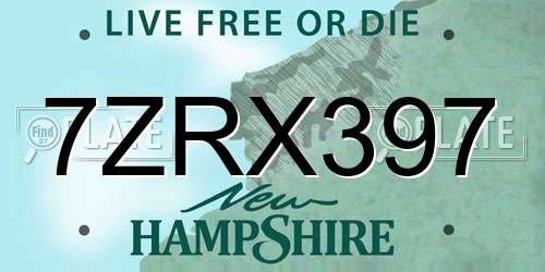 7ZRX397 New Hampshire License Plate