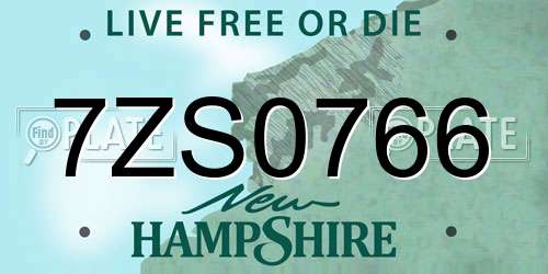 7ZS0766 New Hampshire License Plate