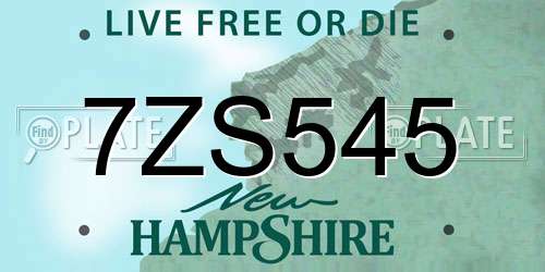 7ZS545 New Hampshire License Plate