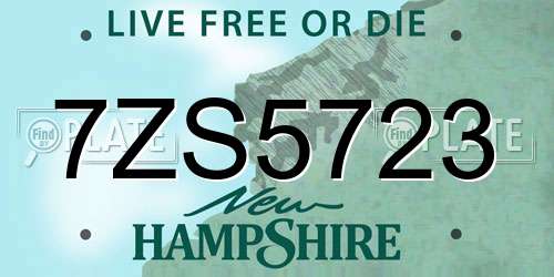 7ZS5723 New Hampshire License Plate