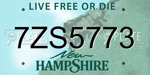 7ZS5773 New Hampshire License Plate