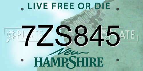 7ZS845 New Hampshire License Plate
