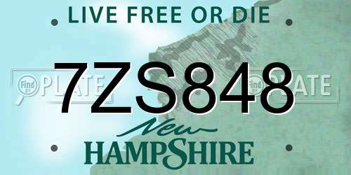 7ZS848 New Hampshire License Plate