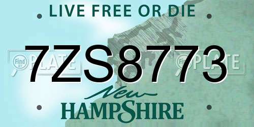 7ZS8773 New Hampshire License Plate