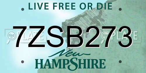 7ZSB273 New Hampshire License Plate