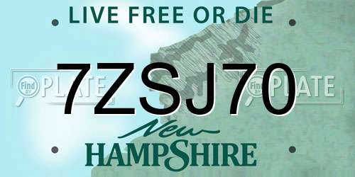 7ZSJ70 New Hampshire License Plate