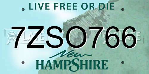 7ZSO766 New Hampshire License Plate