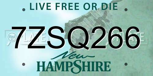 7ZSQ266 New Hampshire License Plate