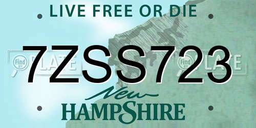 7ZSS723 New Hampshire License Plate