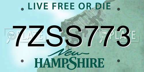 7ZSS773 New Hampshire License Plate