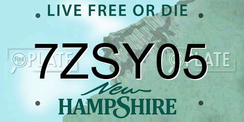7ZSY05 New Hampshire License Plate