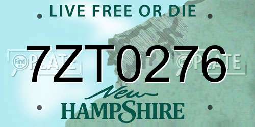 7ZT0276 New Hampshire License Plate