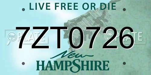 7ZT0726 New Hampshire License Plate